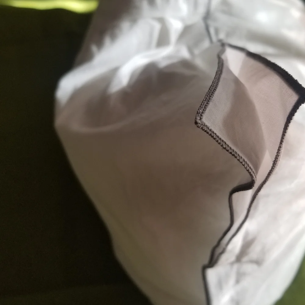 RESTORATION HARDWARE LUMBAR SHAM Italian tipped stitch white gray nwot